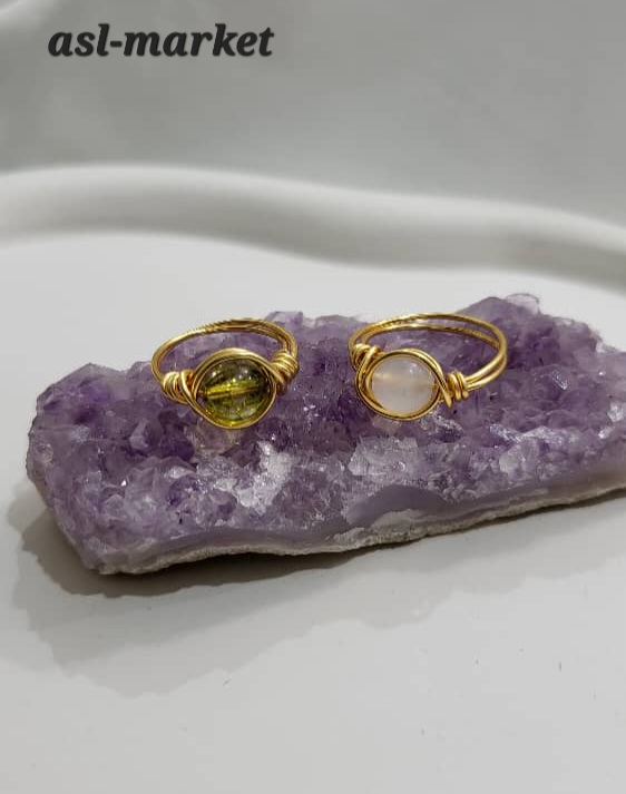 انگشتر دست‌ساز با نفتول استیل و با سنگ طبیعی