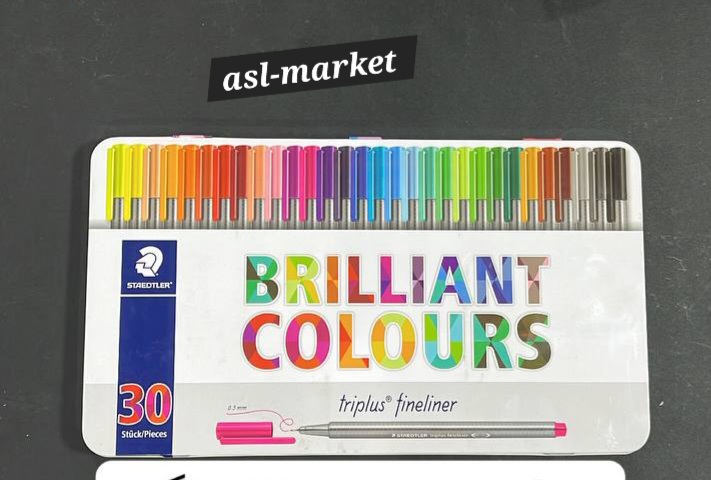 روان نویس 0.3 نوک نمدی 30 رنگ جعبه فلزی استدلر