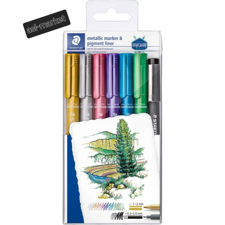 ماژیک متالیک 6 رنگ استدلر Staedtler Metallic Marker به همراه راپید