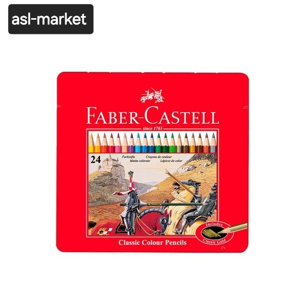 مداد رنگی جعبه فلزی کلاسیک فابرکاستل ۲۴ رنگFABER-CASTELL Colour pencils hexagonalhexagonal24
