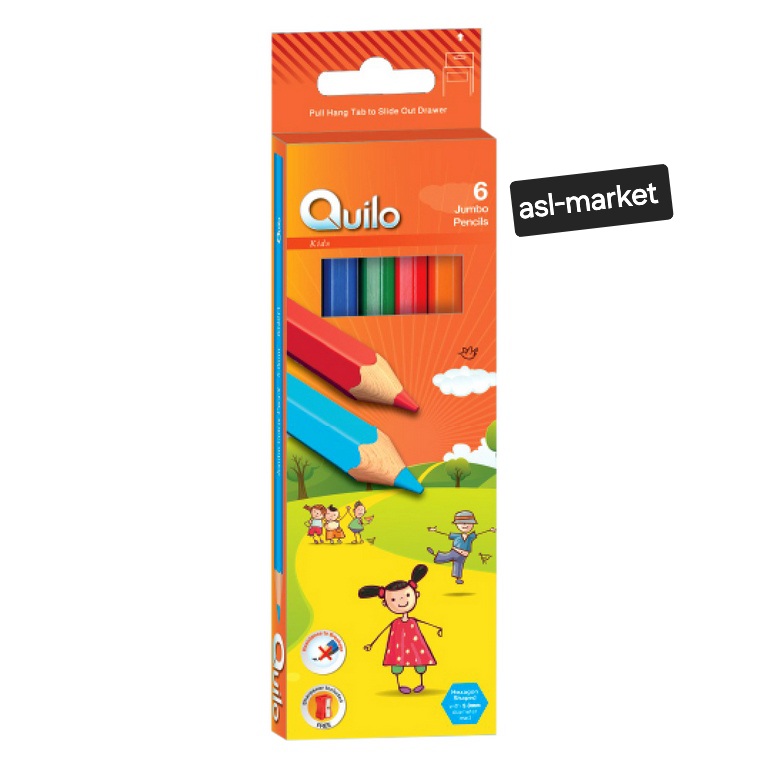 مداد رنگی 6 رنگ جعبه مقوایی جامبو کوییلو Quilo
